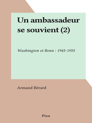 cover image of Un ambassadeur se souvient (2)